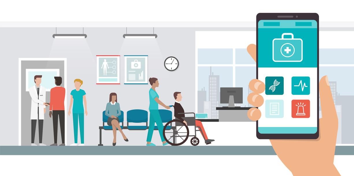Medical app and patients at the hospital
